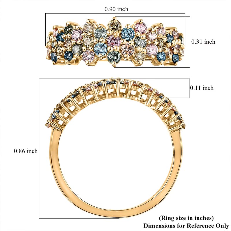 Luxuriant Lab Grown Multi Diamond SI 1.00 ctw Ring in 18K Vermeil Yellow Gold Over Sterling Silver (Size  10.0)