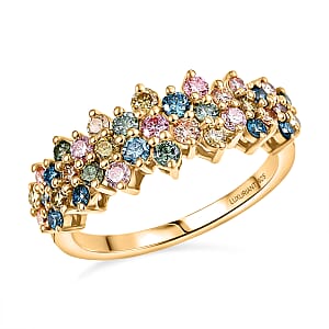 Luxuriant Lab Grown Multi Diamond SI 1.00 ctw Ring in 18K Vermeil Yellow Gold Over Sterling Silver (Size  5.0)