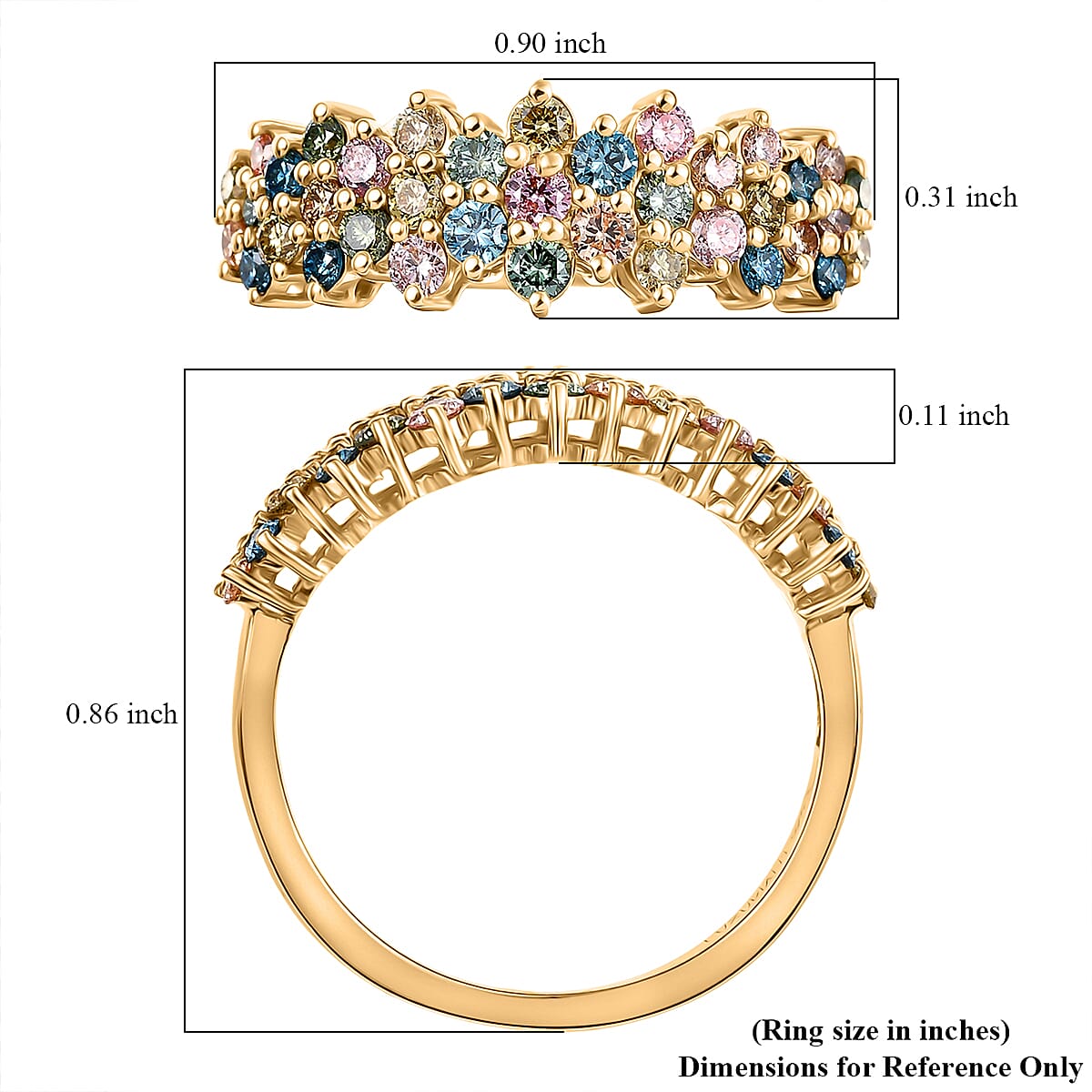 Luxuriant Lab Grown Multi Diamond SI 1.00 ctw Ring in 18K Vermeil Yellow Gold Over Sterling Silver (Size  5.0) image number 5