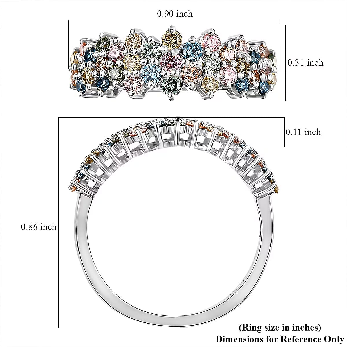Luxuriant Lab Grown Multi Diamond SI 1.00 ctw Ring in Rhodium Over Sterling Silver (Size  10.0) image number 6