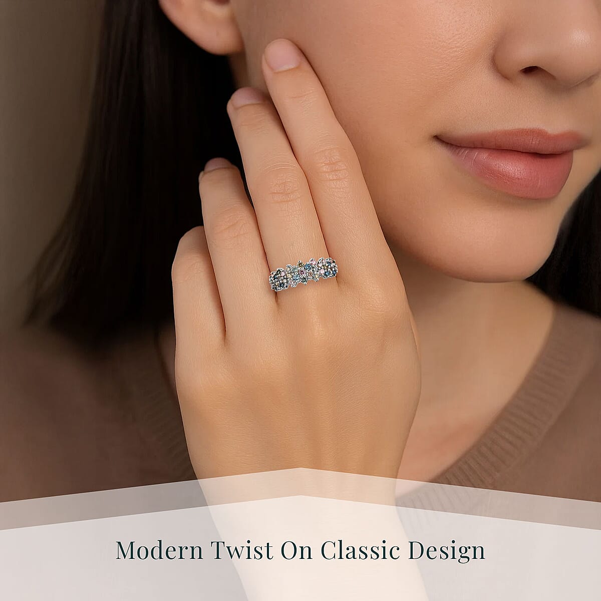 Luxuriant Lab Grown Multi Diamond SI 1.00 ctw Ring in Rhodium Over Sterling Silver (Size  7.0) image number 1