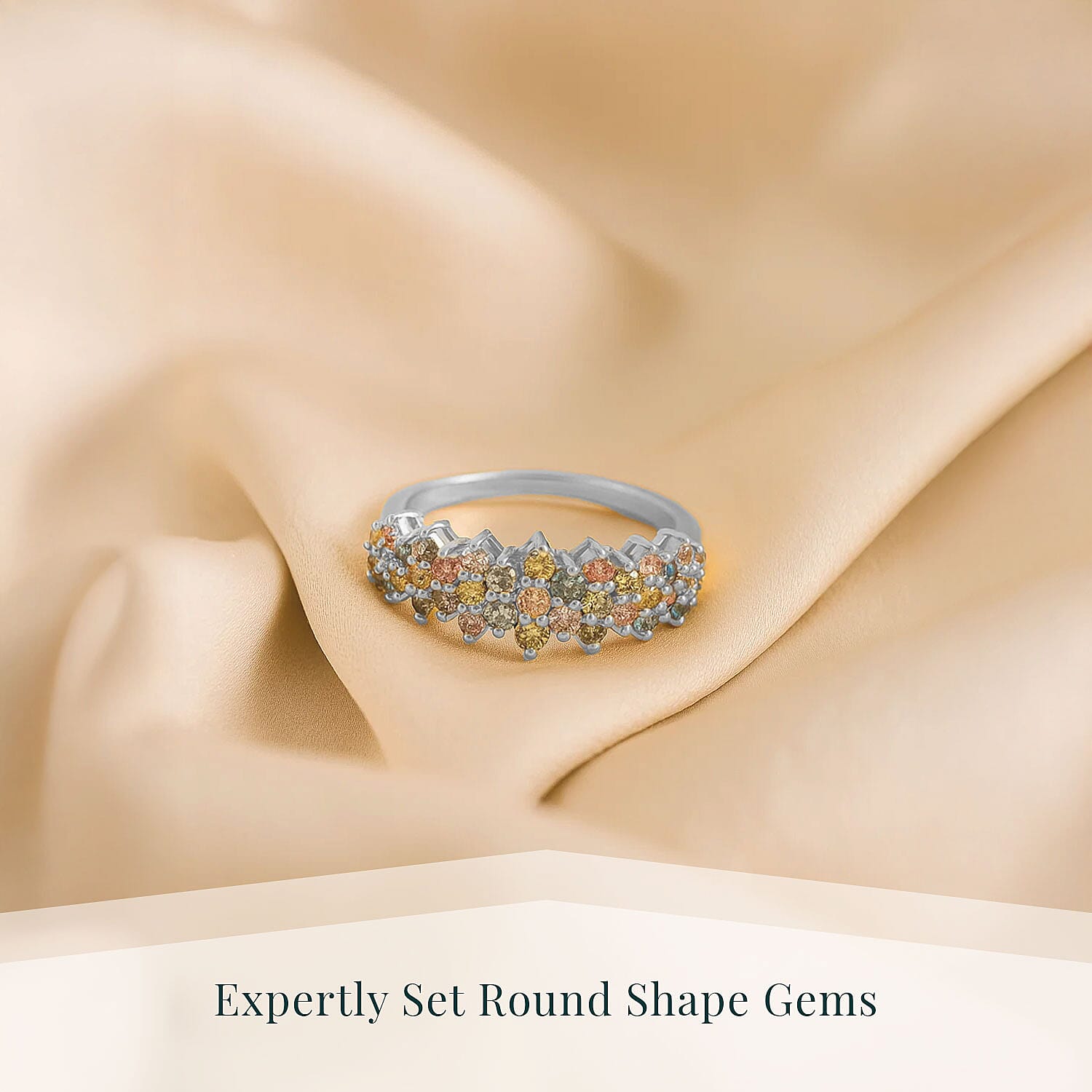 Luxuriant Lab Grown Multi Diamond SI 1.00 ctw Ring in Rhodium Over Sterling Silver (Size  7.0)