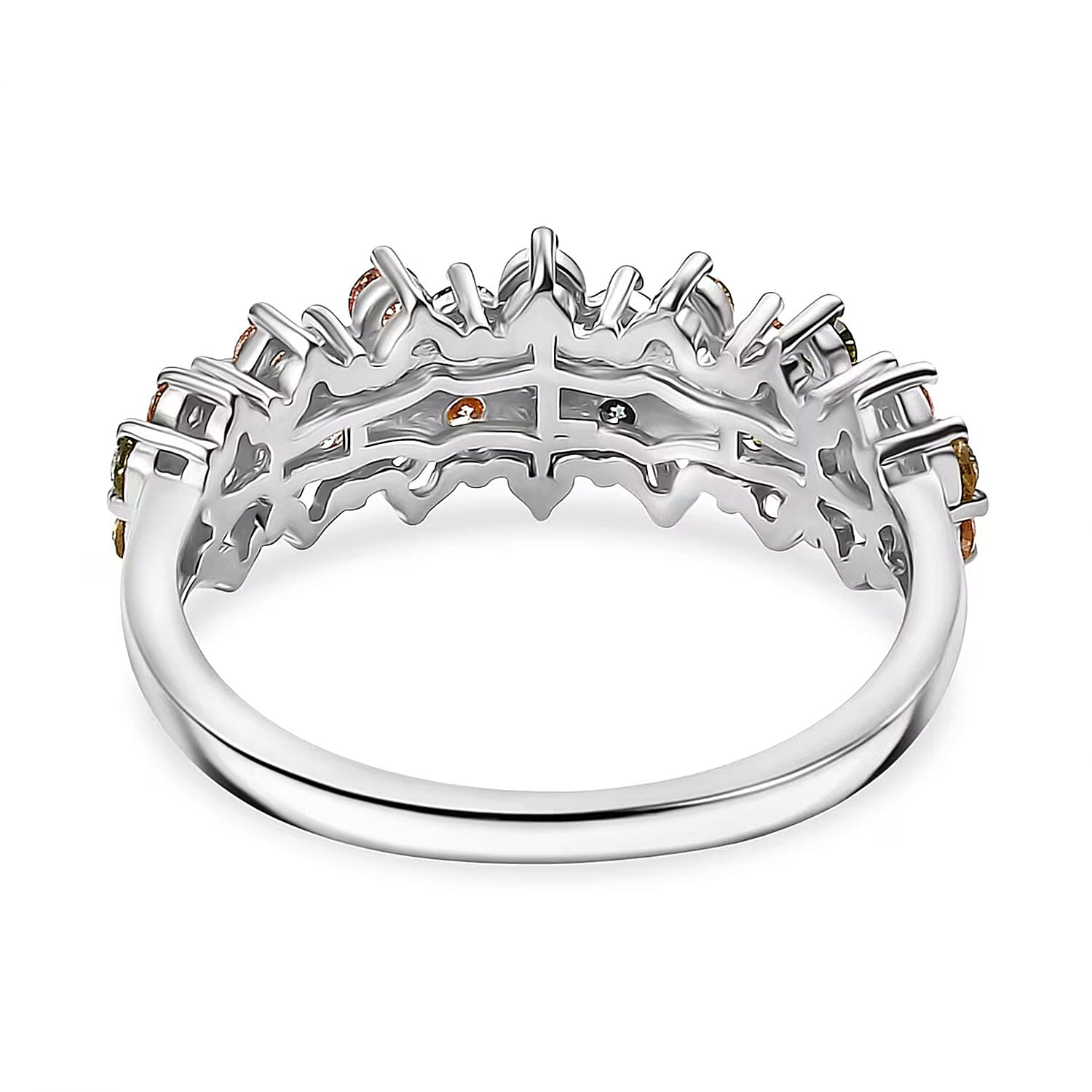 Luxuriant Lab Grown Multi Diamond SI 1.00 ctw Ring in Rhodium Over Sterling Silver (Size  7.0)