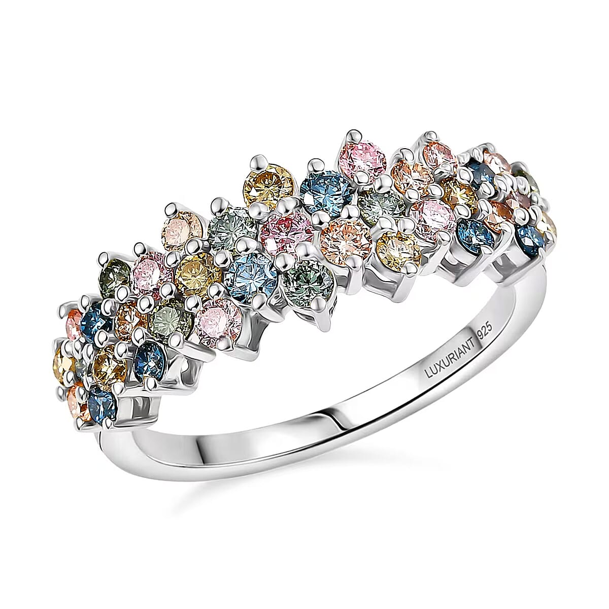 Luxuriant Lab Grown Multi Diamond SI 1.00 ctw Ring in Rhodium Over Sterling Silver (Size  9.0) image number 0