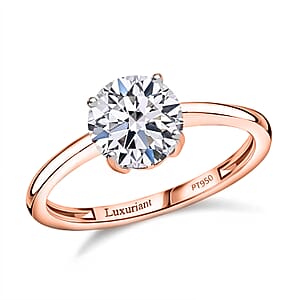 IGI Certified Luxuriant Lab Grown Diamond E-F VS 2.00 ctw Solitaire Ring in 18K Vermeil Rose Gold Over Sterling Silver (Size 4.5)