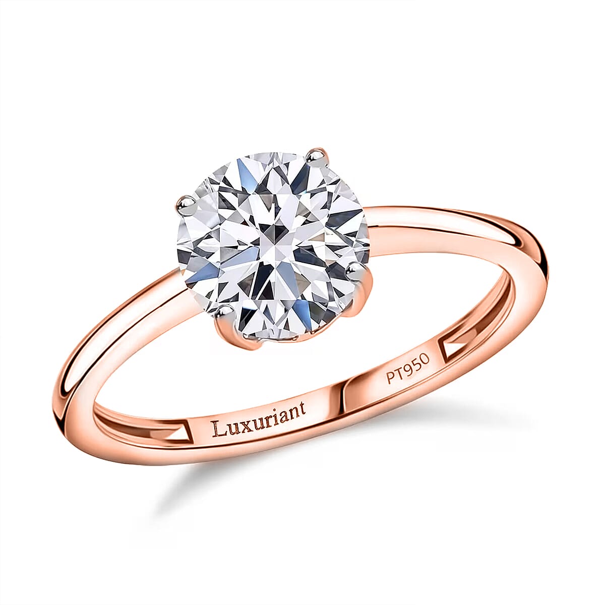 IGI Certified Luxuriant Lab Grown Diamond E-F VS 2.00 ctw Solitaire Ring in 18K Vermeil Rose Gold Over Sterling Silver (Size 5.5) image number 0