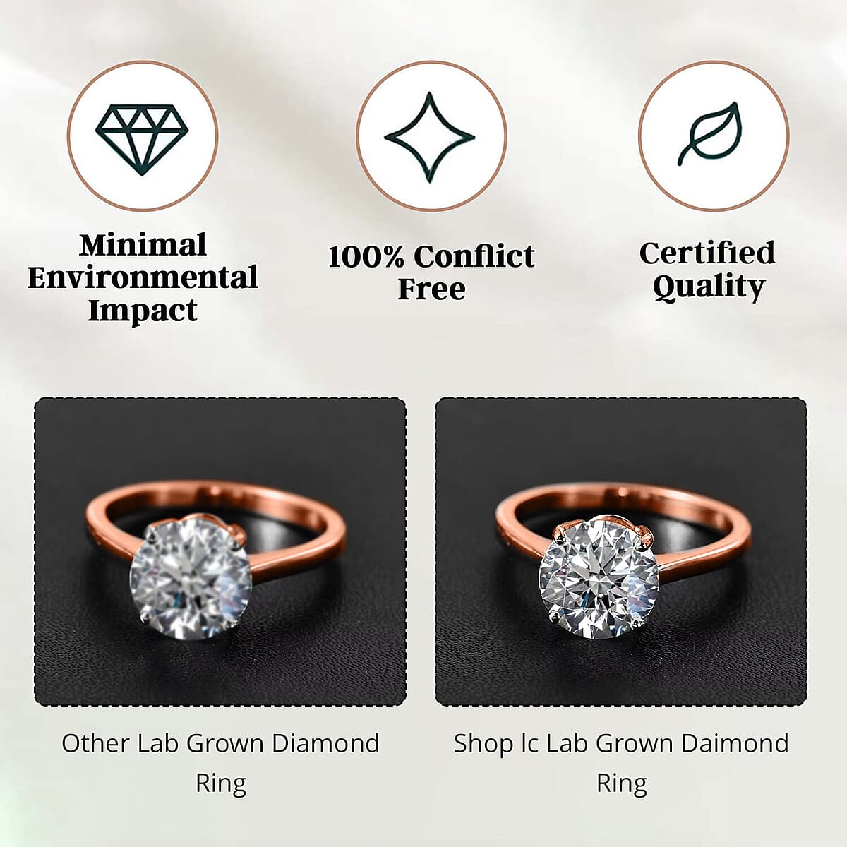 IGI Certified Luxuriant Lab Grown Diamond E-F VS 2.00 ctw Solitaire Ring in 18K Vermeil Rose Gold Over Sterling Silver (Size 5.5) image number 6