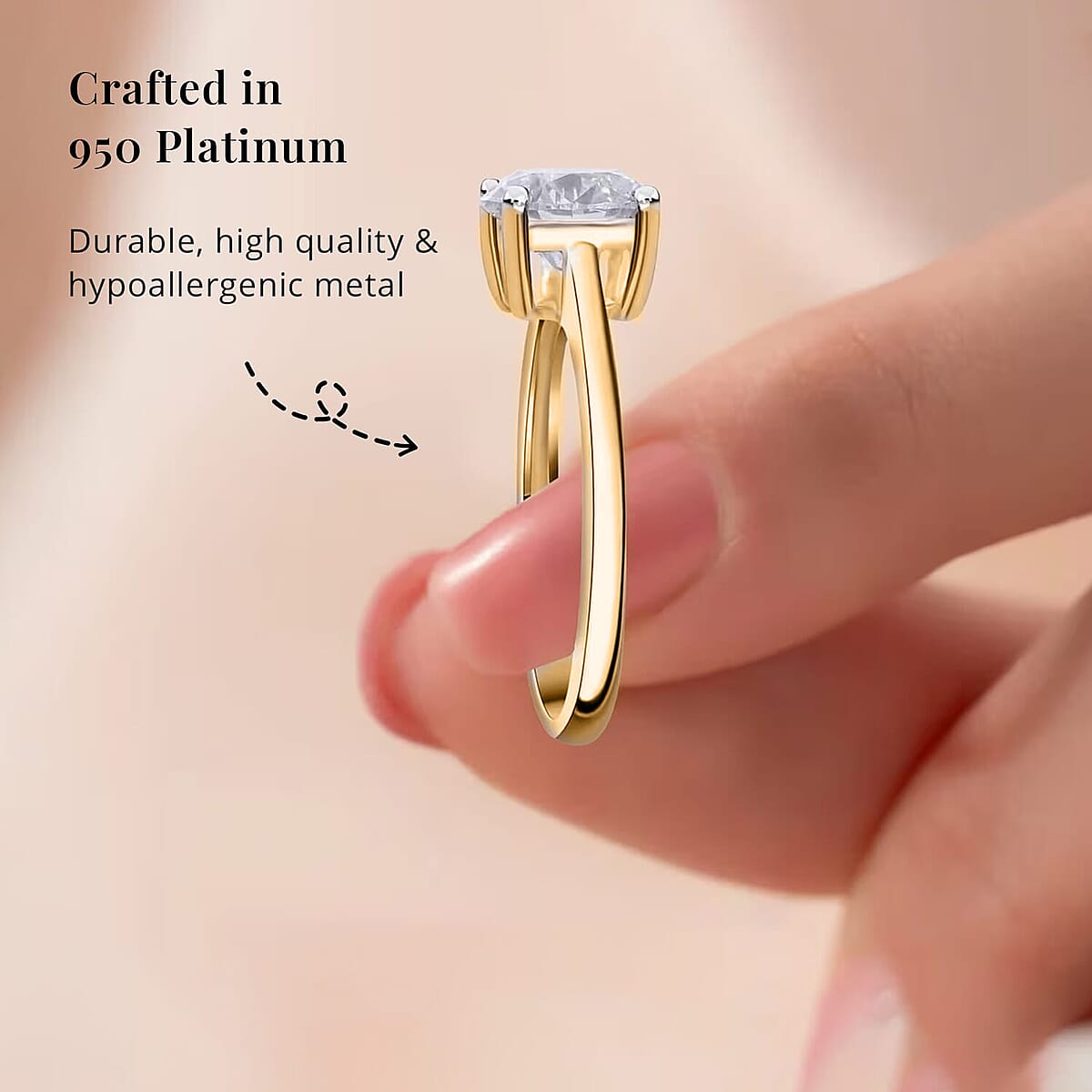 IGI Certified Luxuriant Lab Grown Diamond E-F VS 2.00 ctw Solitaire Ring in 18K Vermeil Yellow Gold Over Sterling Silver (Size 12.0) image number 4