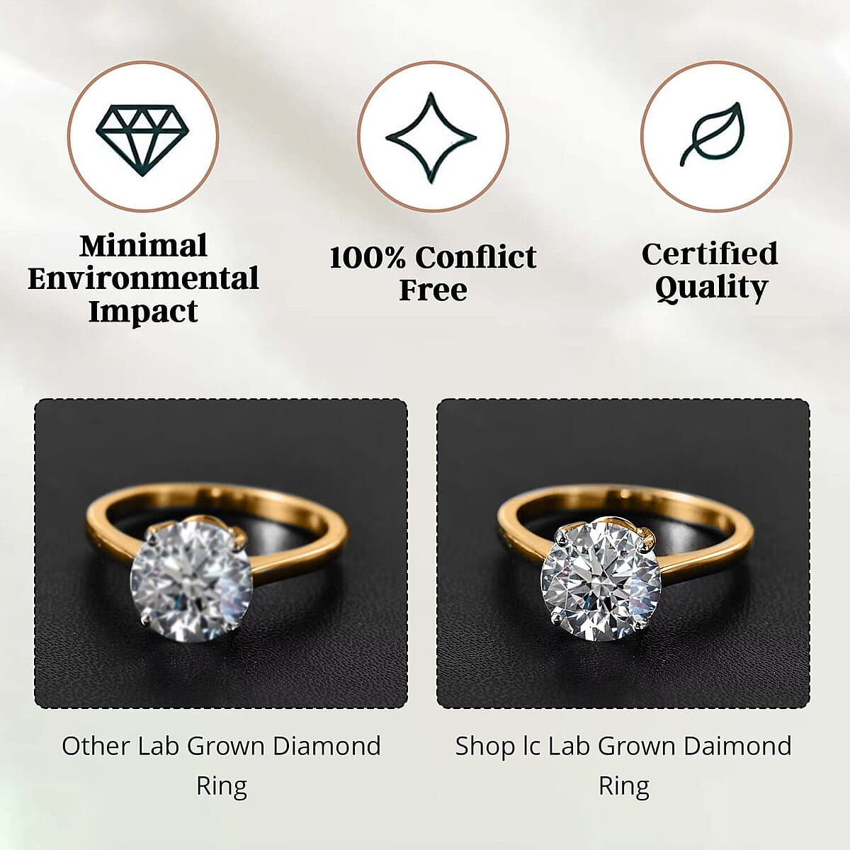 IGI Certified Luxuriant Lab Grown Diamond E-F VS 2.00 ctw Solitaire Ring in 18K Vermeil Yellow Gold Over Sterling Silver (Size 7.0) image number 6