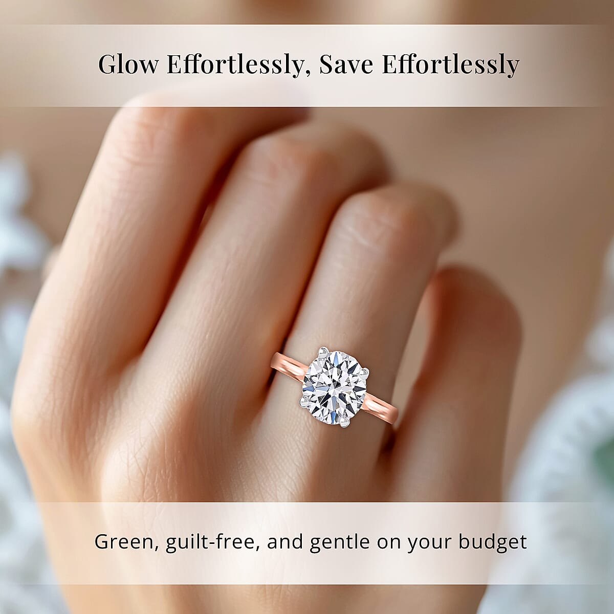 Luxuriant Lab Grown Diamond E-F VS 1.00 ctw Solitaire Ring in 18K Vermeil Rose Gold Over Sterling Silver (Size 10.0) (Del. in 10-12 Days) image number 1