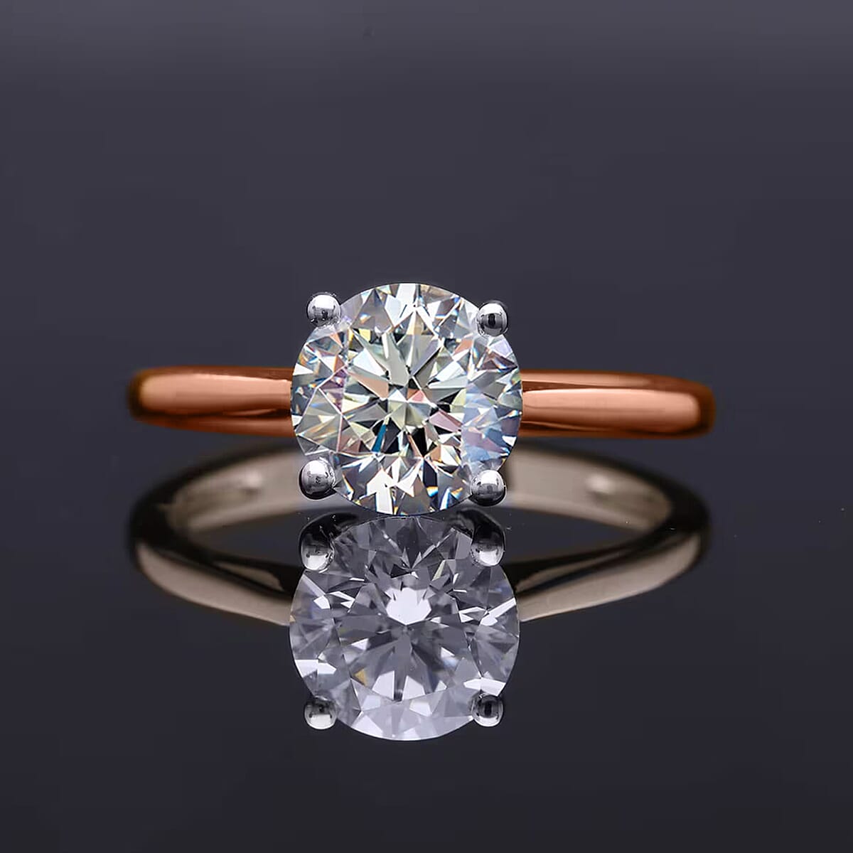 Luxuriant Lab Grown Diamond E-F VS 1.00 ctw Solitaire Ring in 18K Vermeil Rose Gold Over Sterling Silver (Size 10.0) (Del. in 10-12 Days) image number 7