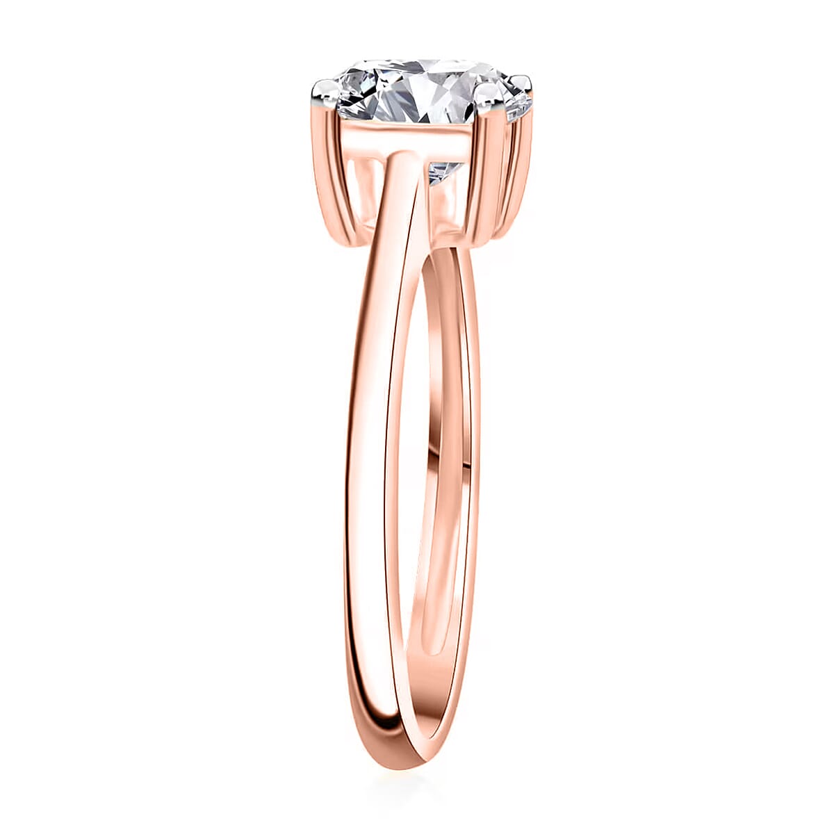 Luxuriant Lab Grown Diamond E-F VS 1.00 ctw Solitaire Ring in 18K Vermeil Rose Gold Over Sterling Silver (Size 10.0) (Del. in 10-12 Days) image number 8