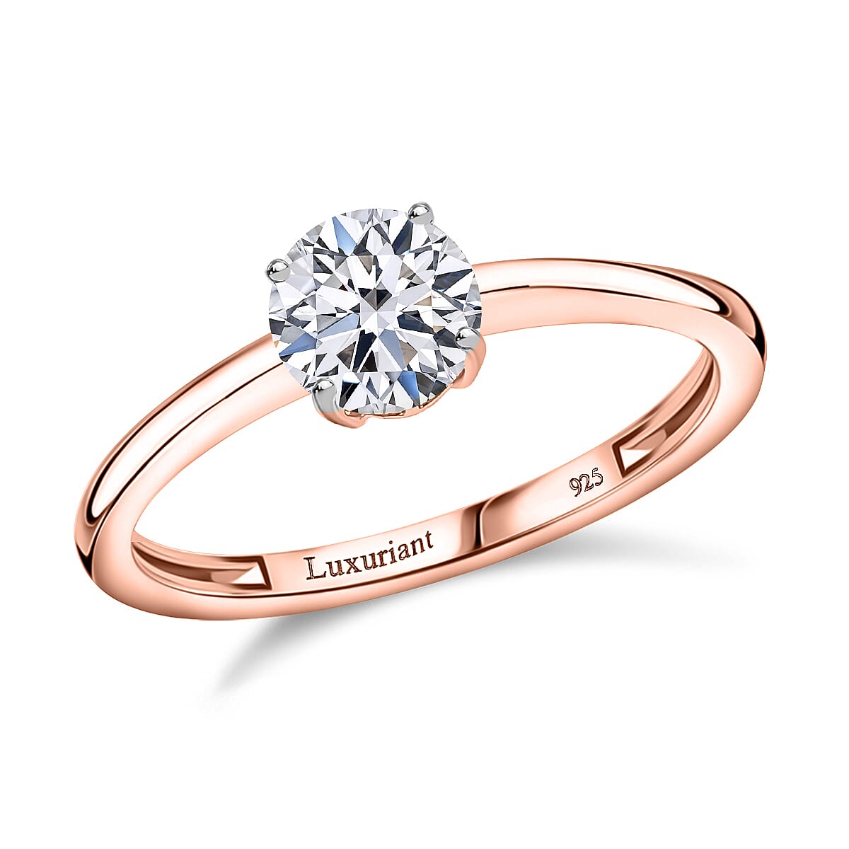 Luxuriant Lab Grown Diamond E-F VS 1.00 ctw Solitaire Ring in 18K Vermeil Rose Gold Over Sterling Silver (Size 11.0) image number 0