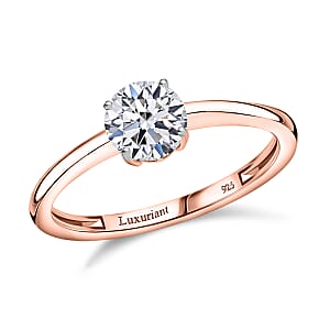 Luxuriant Lab Grown Diamond E-F VS 1.00 ctw Solitaire Ring in 18K Vermeil Rose Gold Over Sterling Silver (Size 11.0)