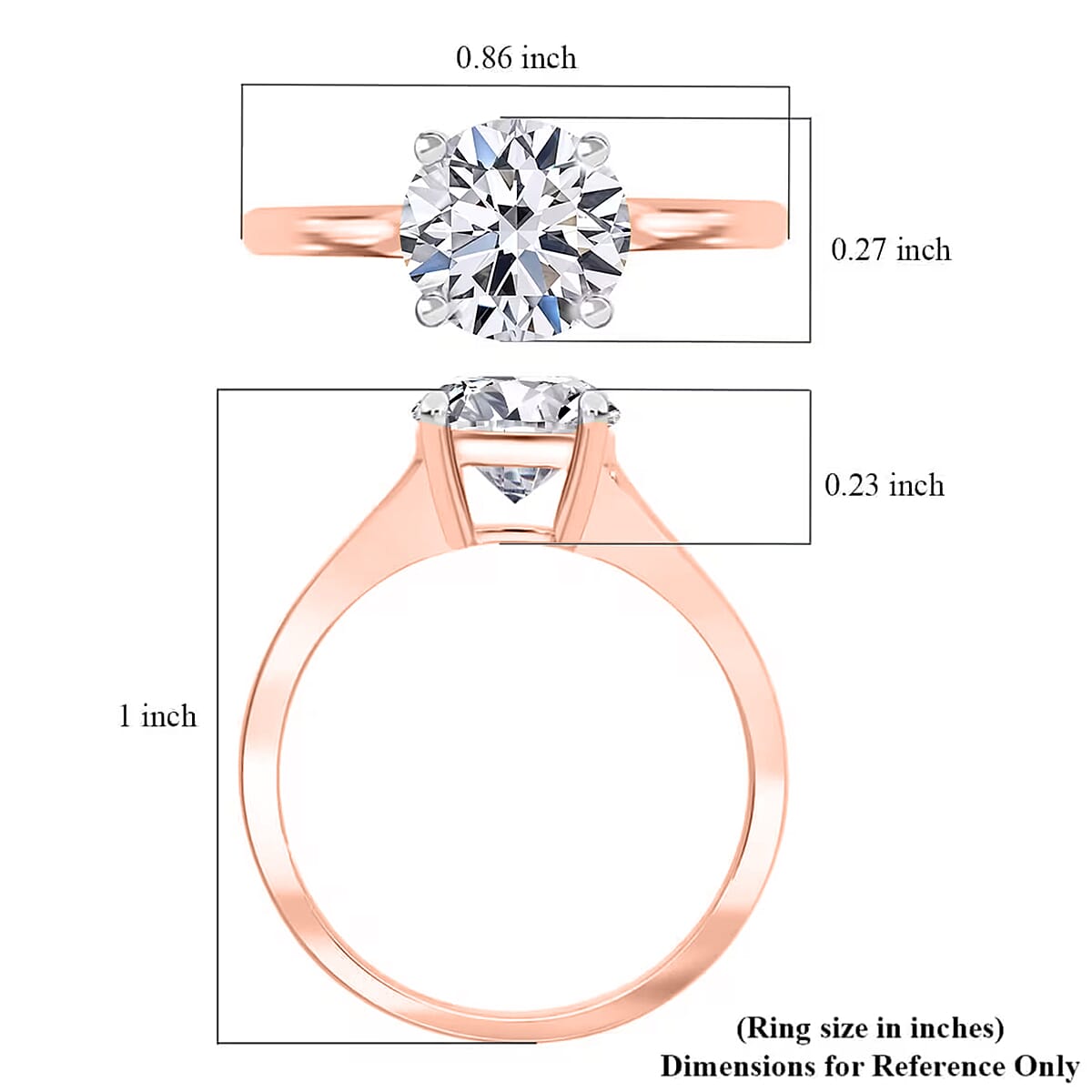 Luxuriant Lab Grown Diamond E-F VS 1.00 ctw Solitaire Ring in 18K Vermeil Rose Gold Over Sterling Silver (Size 11.0) image number 9