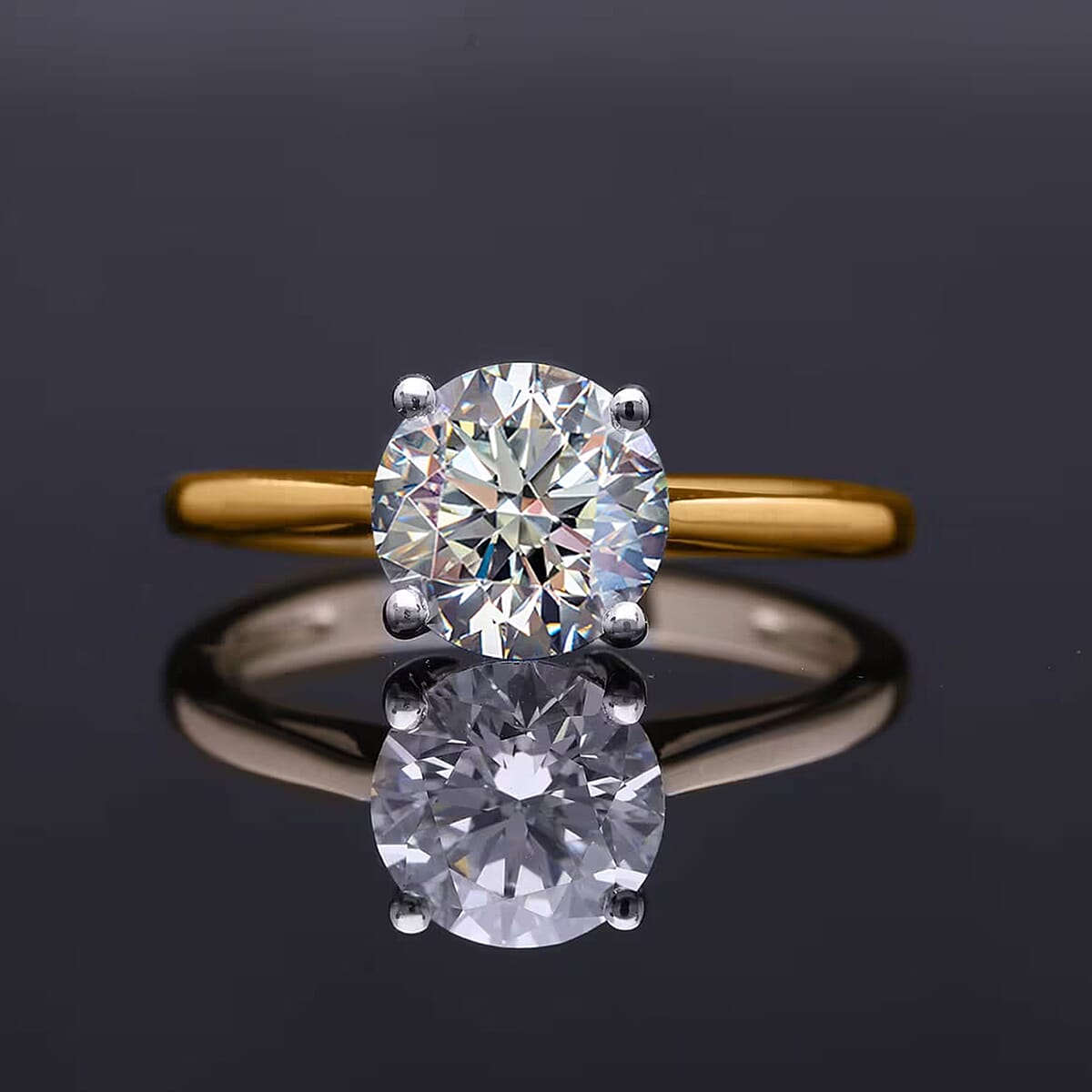 Luxuriant Lab Grown Diamond E-F VS 1.00 ctw Solitaire Ring in 18K Vermeil Yellow Gold Over Sterling Silver (Size 10.0) (Del. in 10-12 Days) image number 7