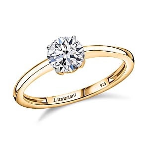 Luxuriant Lab Grown Diamond E-F VS 1.00 ctw Solitaire Ring in 18K Vermeil Yellow Gold Over Sterling Silver (Size 12.0) (Del. in 10-12 Days)