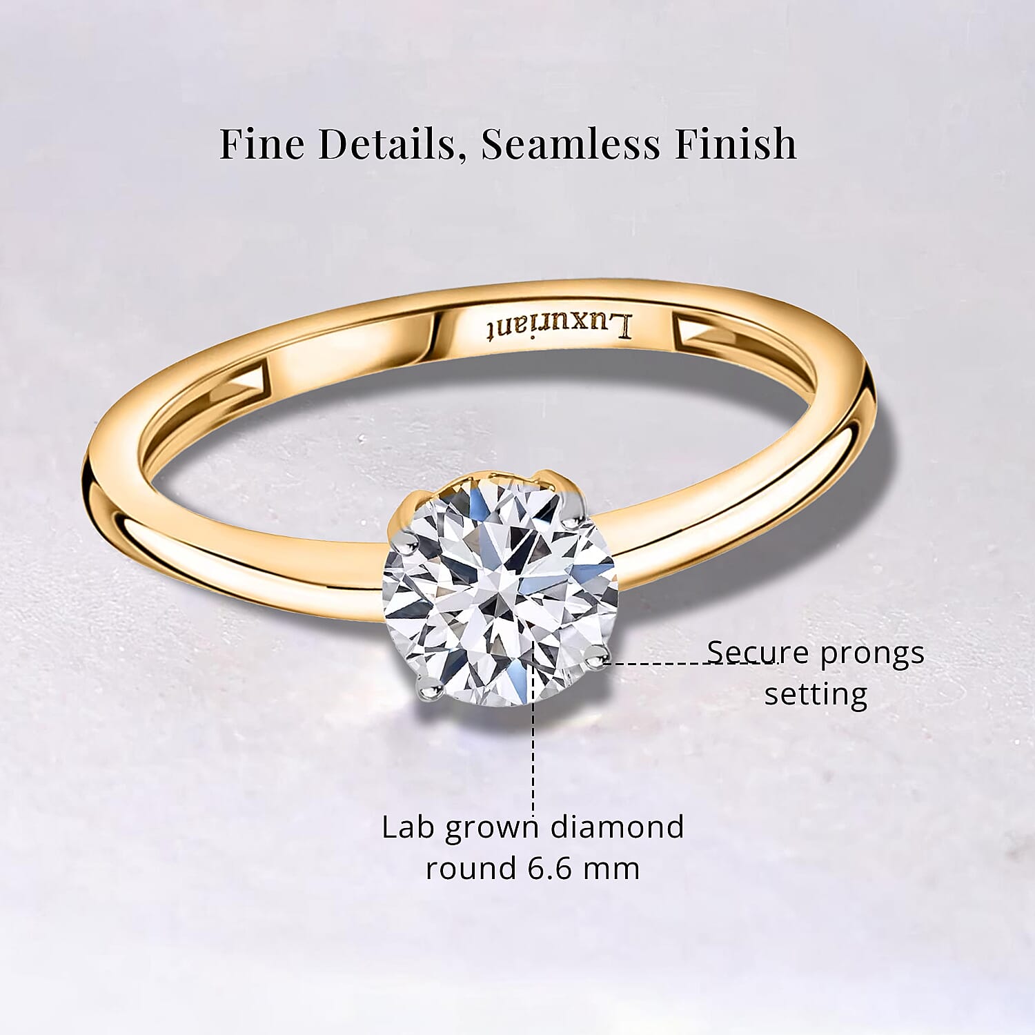 Luxuriant Lab Grown Diamond E-F VS 1.00 ctw Solitaire Ring in 18K Vermeil Yellow Gold Over Sterling Silver (Size 12.0)