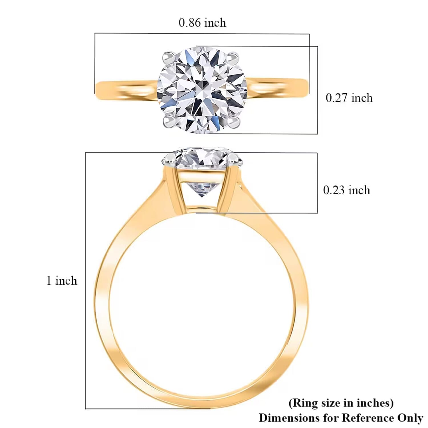 Luxuriant Lab Grown Diamond E-F VS 1.00 ctw Solitaire Ring in 18K Vermeil Yellow Gold Over Sterling Silver (Size 12.0)