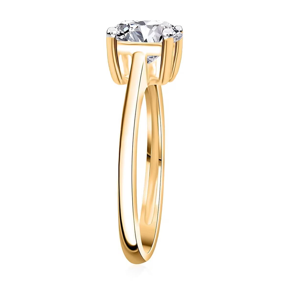 Luxuriant Lab Grown Diamond E-F VS 1.00 ctw Solitaire Ring in 18K Vermeil Yellow Gold Over Sterling Silver (Size 4.0) (Del. in 10-12 Days) image number 8