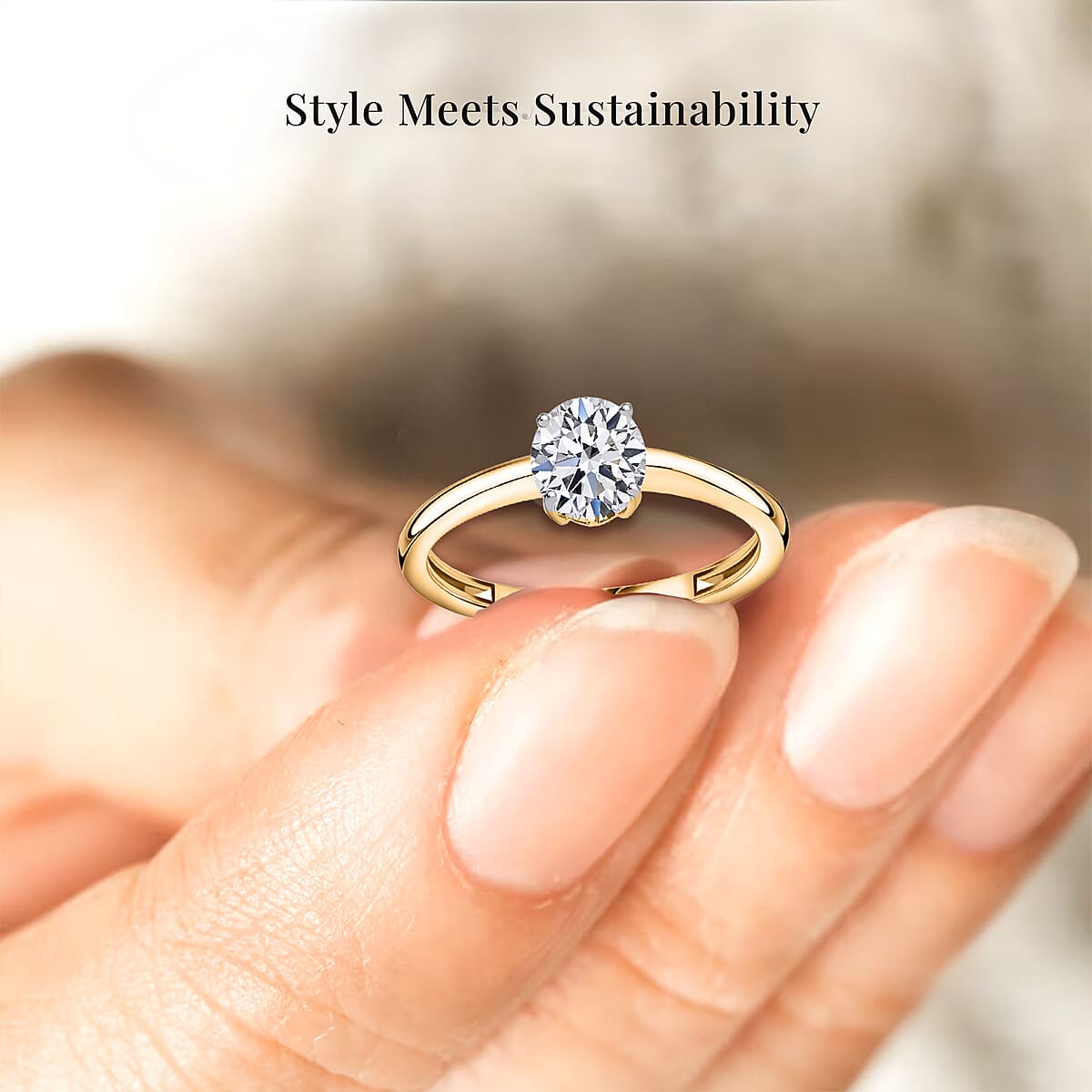 Luxuriant Lab Grown Diamond E-F VS 1.00 ctw Solitaire Ring in 18K Vermeil Yellow Gold Over Sterling Silver (Size 6.5) image number 4