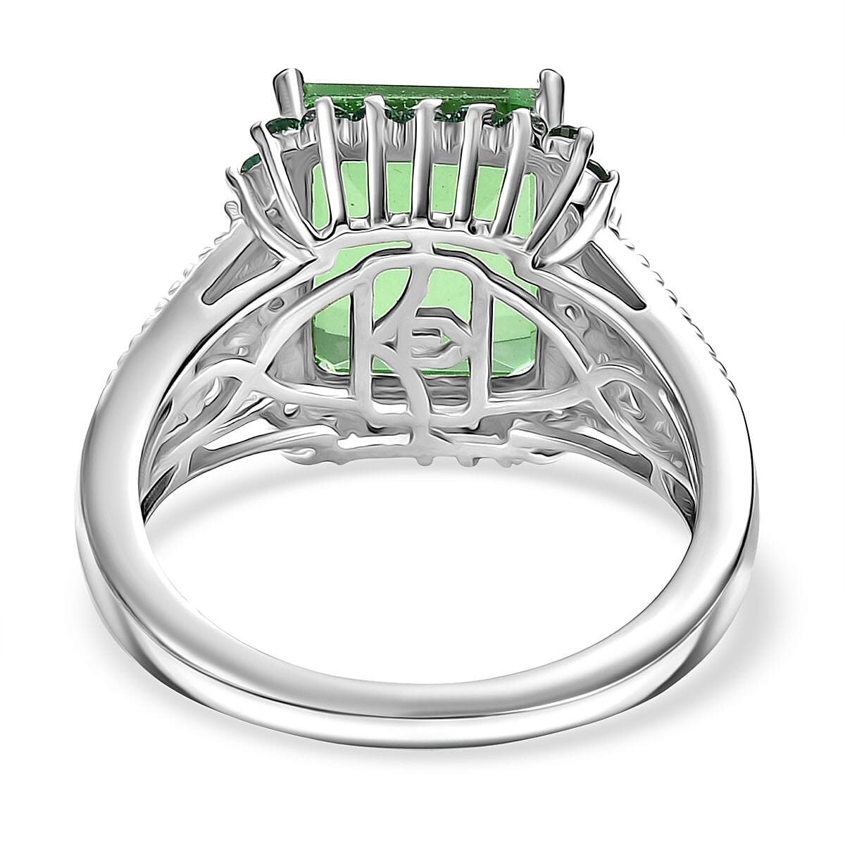 EverTrue Chartreuse Quartz (Triplet) and Multi Gemstone 6.10 ctw Floral & Butterfly Ring in 18K YG Plated and Platinum Bond (Size 10.0)
