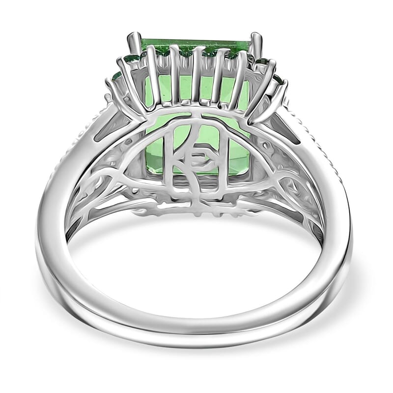 EverTrue Chartreuse Quartz (Triplet) and Multi Gemstone 6.10 ctw Floral & Butterfly Ring in 18K YG Plated and Platinum Bond (Size 10.0)