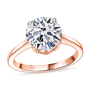IGI Certified Luxuriant Lab Grown Diamond E-F VS 3.00 ctw Solitaire Ring in 18K Vermeil Rose Gold Over Sterling Silver (Size 7.0)