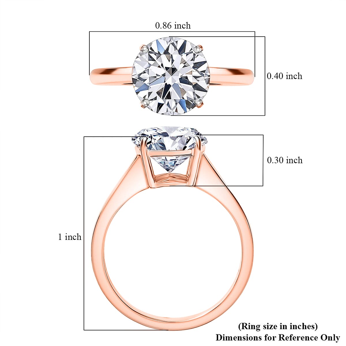 IGI Certified Luxuriant Lab Grown Diamond E-F VS 3.00 ctw Solitaire Ring in 18K Vermeil Rose Gold Over Sterling Silver (Size 7.5) image number 8
