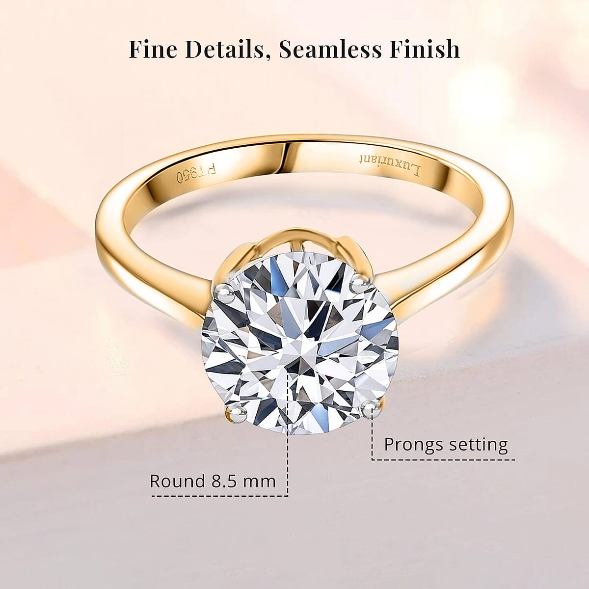 IGI Certified Luxuriant Lab Grown Diamond E-F VS 3.00 ctw Solitaire Ring in 18K Vermeil Yellow Gold Over Sterling Silver (Size 7.0) image number 5
