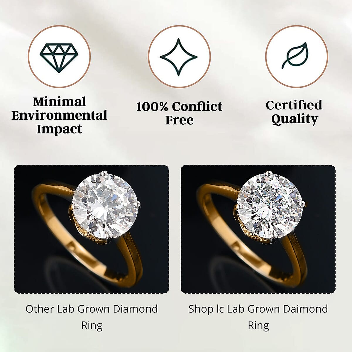 IGI Certified Luxuriant Lab Grown Diamond E-F VS 3.00 ctw Solitaire Ring in 18K Vermeil Yellow Gold Over Sterling Silver (Size 7.0) image number 6