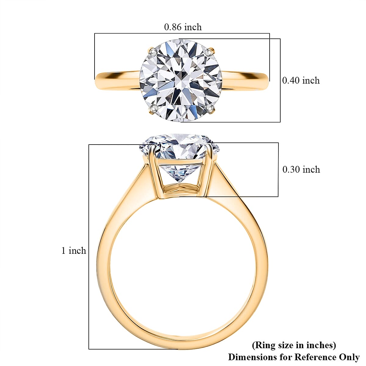IGI Certified Luxuriant Lab Grown Diamond E-F VS 3.00 ctw Solitaire Ring in 18K Vermeil Yellow Gold Over Sterling Silver (Size 7.0) image number 8