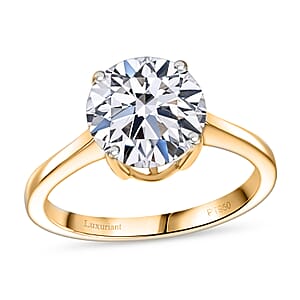 IGI Certified Luxuriant Lab Grown Diamond E-F VS 3.00 ctw Solitaire Ring in 18K Vermeil Yellow Gold Over Sterling Silver (Size 8.0)