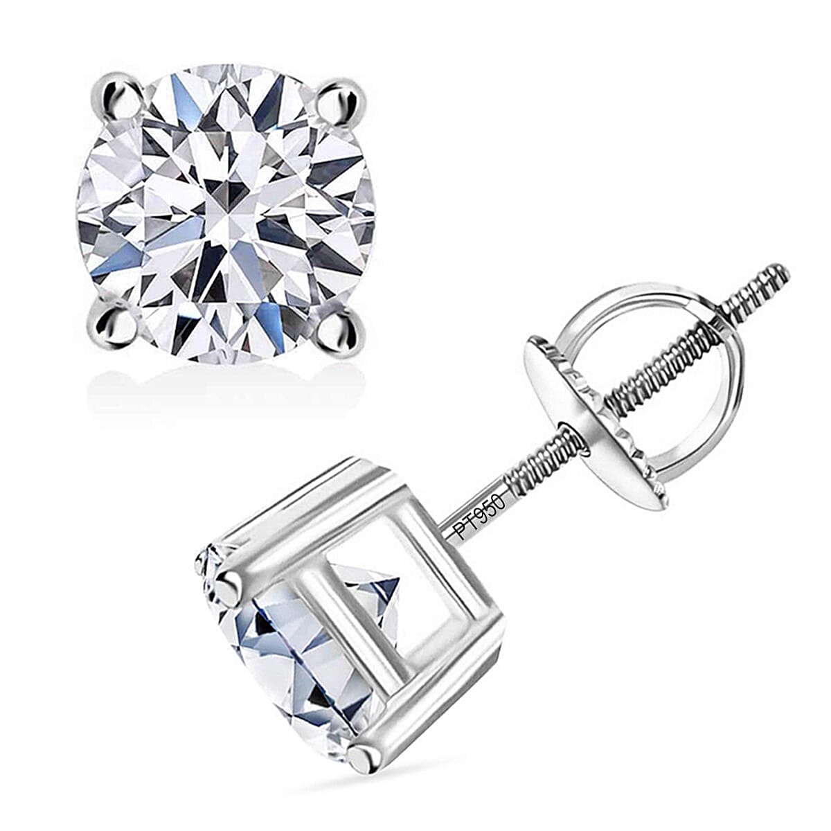 IGI Certified Luxuriant Lab Grown Diamond E-F VS 3.00 ctw Solitaire Stud Earrings in 950 Platinum image number 0