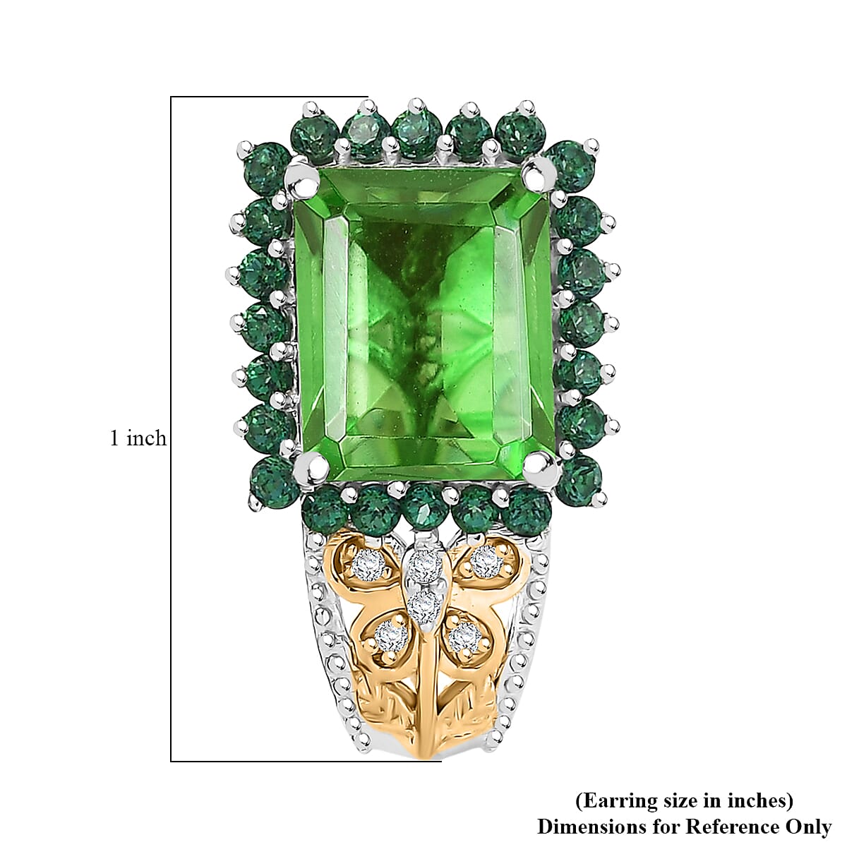 EverTrue Chartreuse Quartz (Triplet) and Multi Gemstone 9.35 ctw Floral & Butterfly Earrings in 18K YG Plated and Platinum Bond