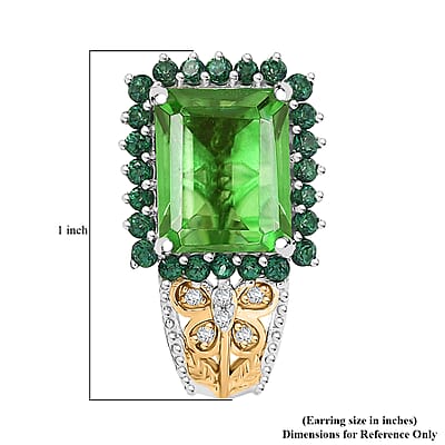 EverTrue Chartreuse Quartz (Triplet) and Multi Gemstone 9.35 ctw Floral & Butterfly Earrings in 18K YG Plated and Platinum Bond