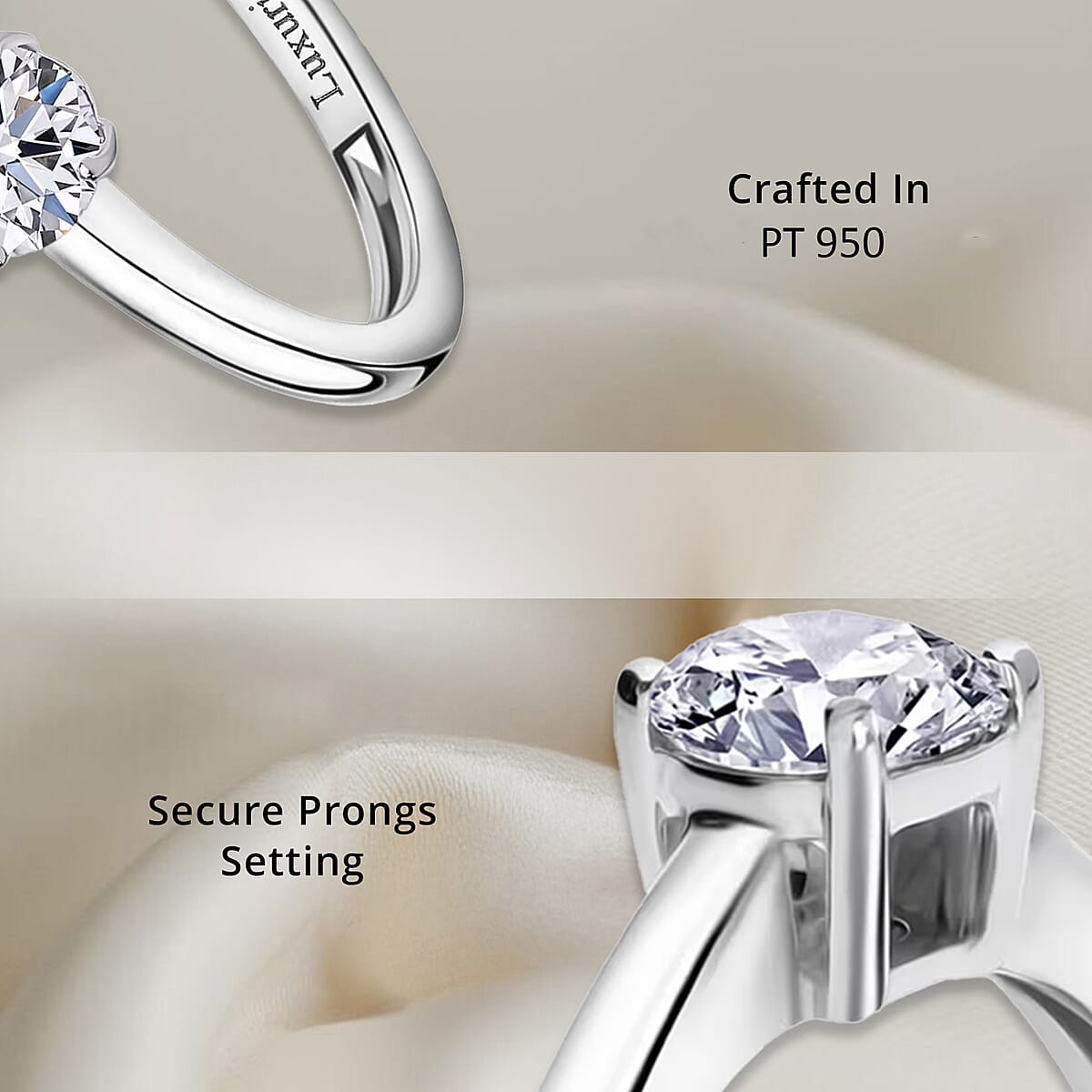 Luxuriant Lab Grown Diamond E-F VS 0.50 ctw Solitaire Ring in 950 Platinum (Size 7.5) image number 2