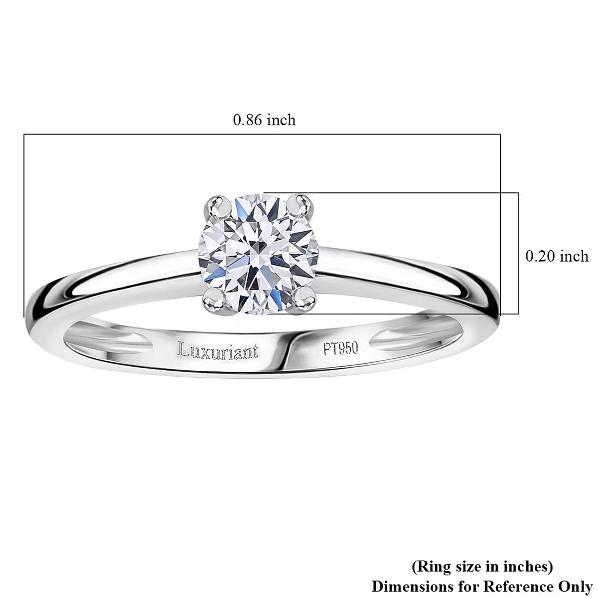 Luxuriant Lab Grown Diamond E-F VS 0.50 ctw Solitaire Ring in 950 Platinum (Size 7.5) image number 8