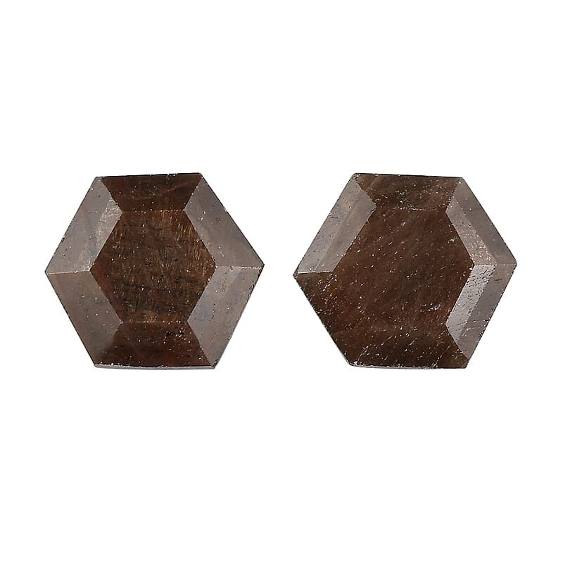 Chocolate Sapphire Set of 2 (Hexagon 6 mm) 2.14 ctw Loose Gemstone