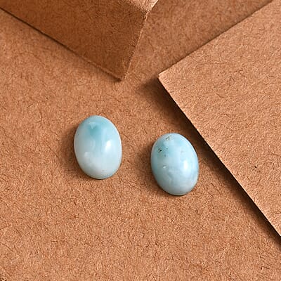 AA Larimar Set of 2 (Ovl 7x5 mm) 1.73 ctw Loose Gemstone