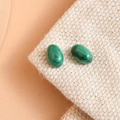 African Malachite Set of 2 (Ovl 6x4 mm) 1.57 ctw Loose Gemstone