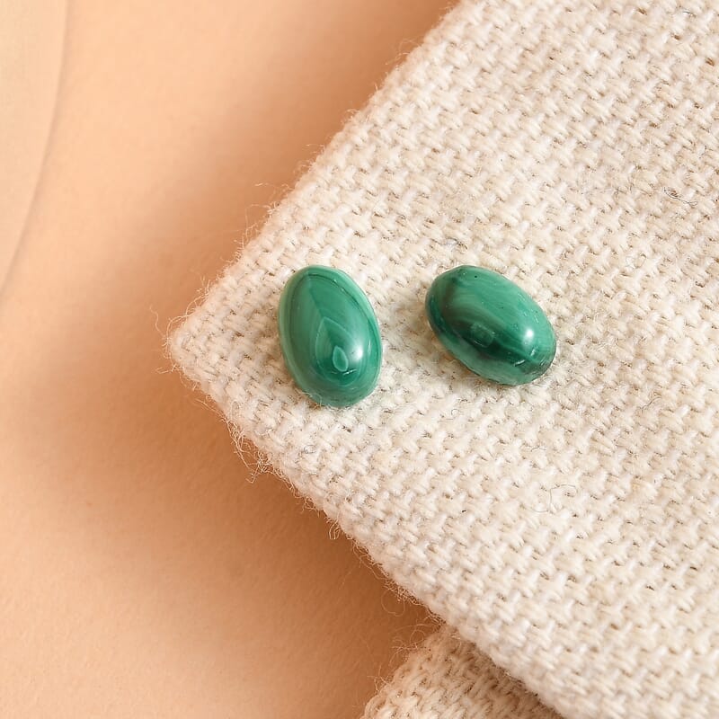 African Malachite Set of 2 (Ovl 6x4 mm) 1.57 ctw Loose Gemstone