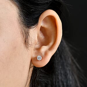 Luxuriant Lab Grown Diamond E-F VS 1.00 ctw Solitaire Stud Earrings in 18K Vermeil Rose Gold Over Sterling Silver