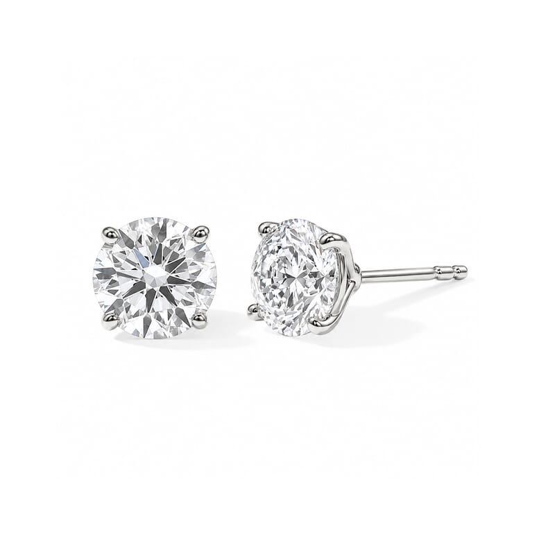 Luxuriant Lab Grown Diamond E-F VS 1.00 ctw Solitaire Stud Earrings in Rhodium Over Sterling Silver