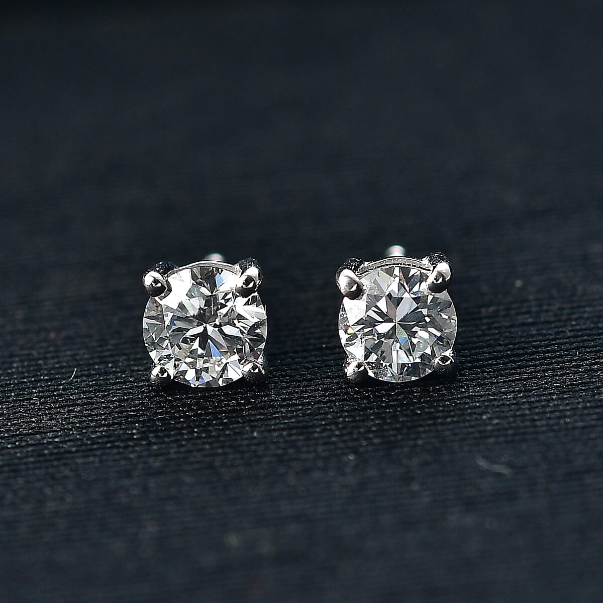 Luxuriant Lab Grown Diamond E-F VS 1.00 ctw Solitaire Stud Earrings in Rhodium Over Sterling Silver (Del. In 10-12 Days) image number 1