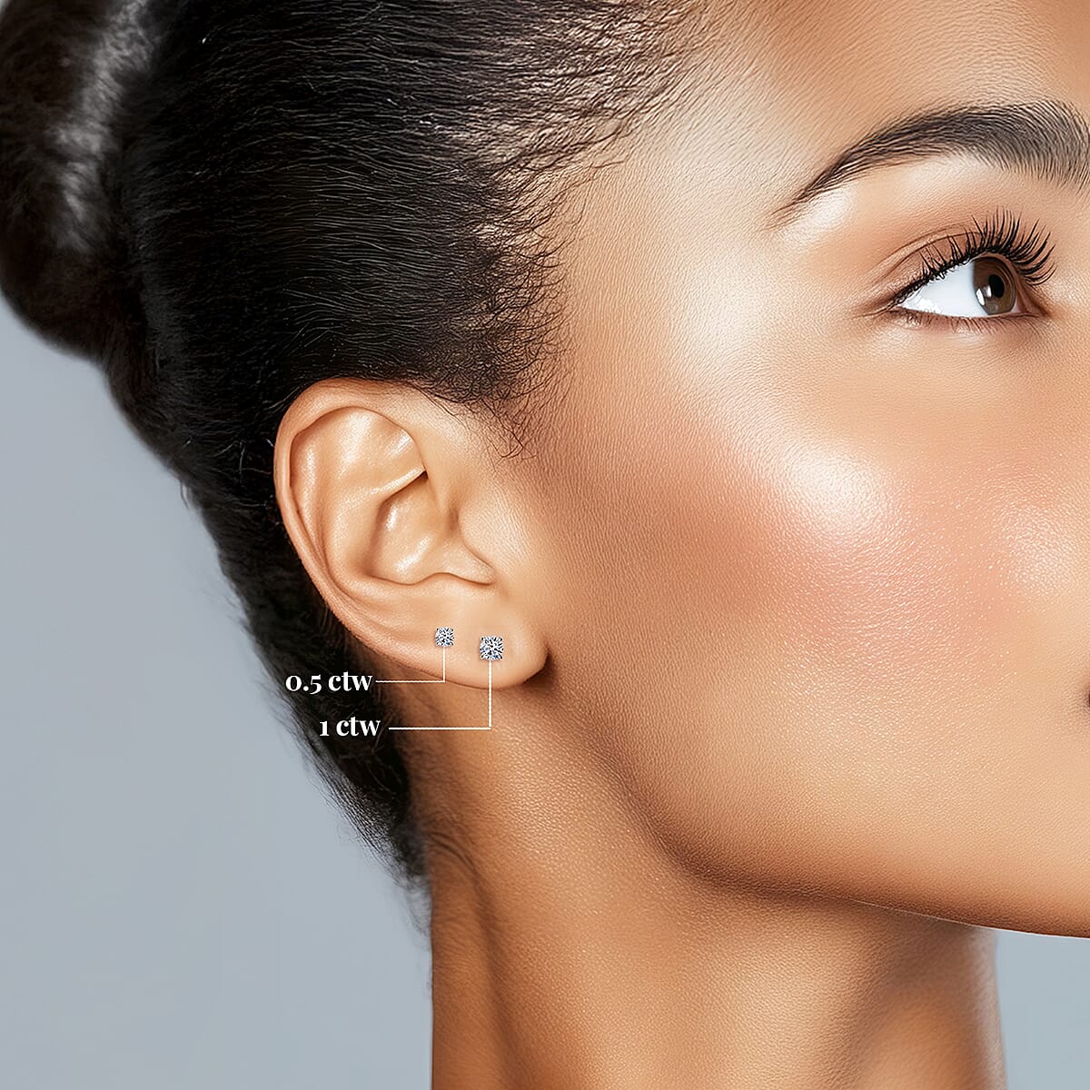 Luxuriant Lab Grown Diamond E-F VS 1.00 ctw Solitaire Stud Earrings in Rhodium Over Sterling Silver (Del. In 10-12 Days) image number 2