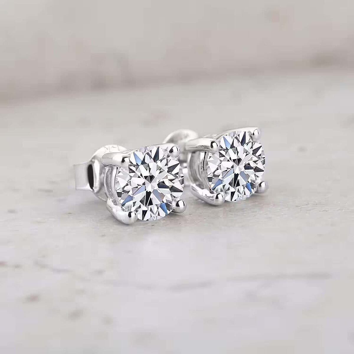 Luxuriant Lab Grown Diamond E-F VS 1.00 ctw Solitaire Stud Earrings in Rhodium Over Sterling Silver (Del. In 10-12 Days) image number 8