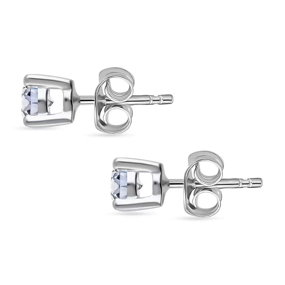Luxuriant Lab Grown Diamond E-F VS 1.00 ctw Solitaire Stud Earrings in Rhodium Over Sterling Silver (Del. In 10-12 Days) image number 9