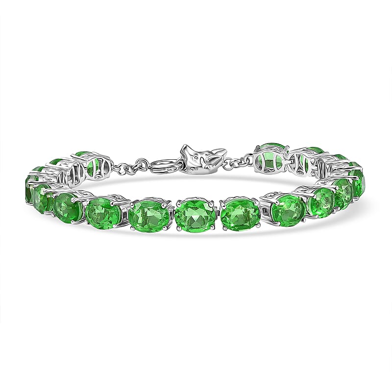 EverTrue Chartreuse Quartz (Triplet) 24.70 ctw Fox Bracelet in Platinum Bond (7.25 In)