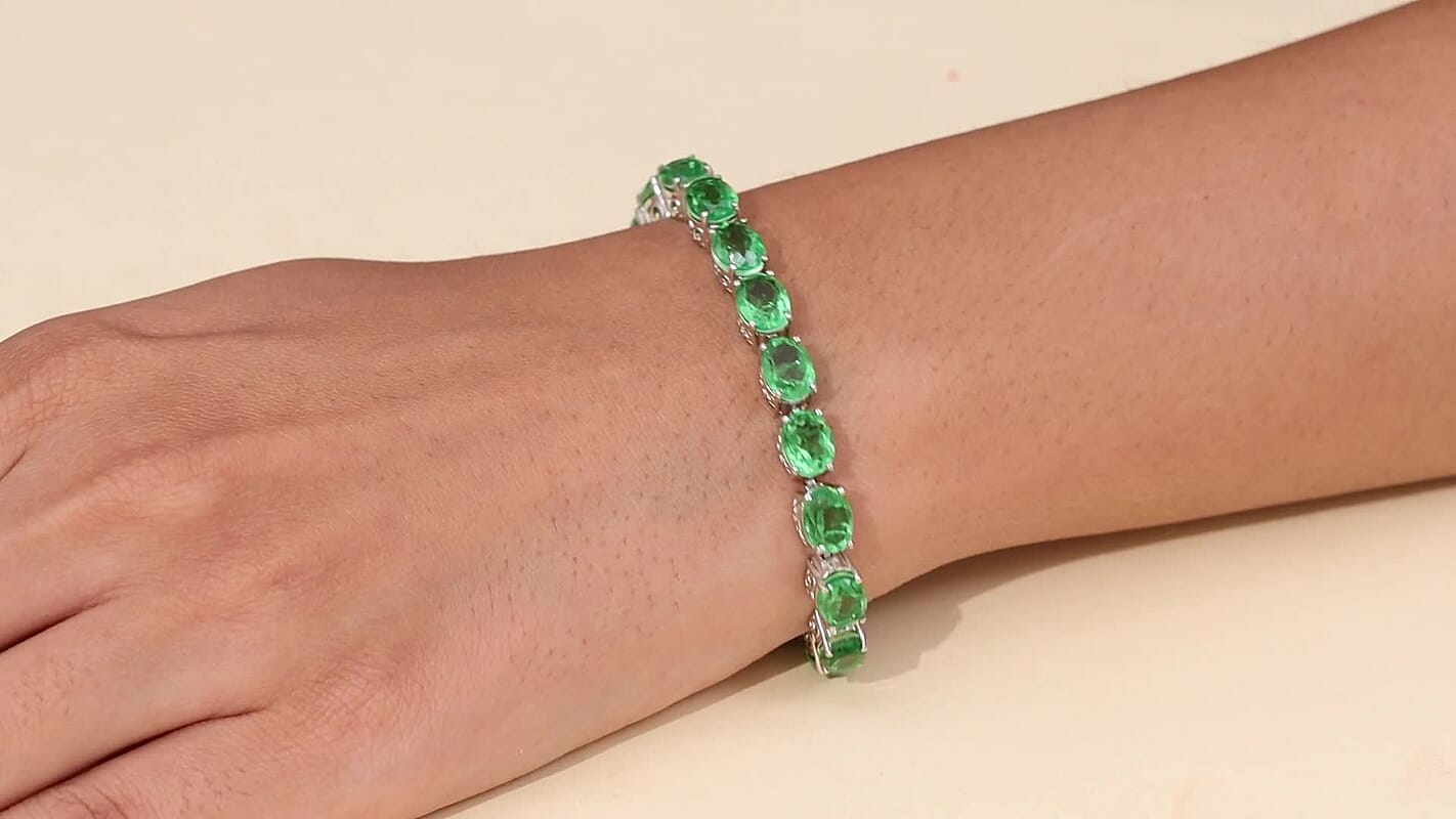 EverTrue Chartreuse Quartz (Triplet) 24.70 ctw Fox Bracelet in Platinum Bond (7.25 In)